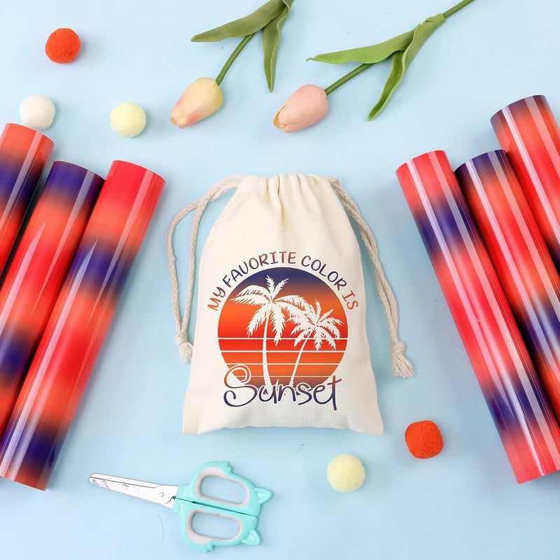 Tintnut Gradient HTV Vinyl - 6sheets 12 x 10 Inches Red Blue Ombre HTV Iron on Vinyl Gradient Heat Transfer Vinyl for T-Shirts DIY Rainbow Patterned HTV Vinyl Compatible with Sillhoutte Cameo/Cricut - Image 4